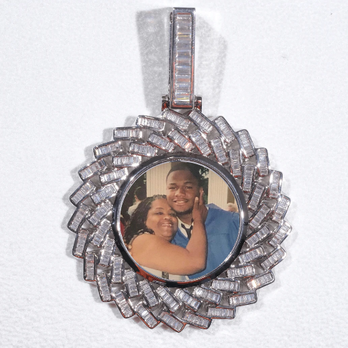 Large 3D Baguette Custom Picture Pendant