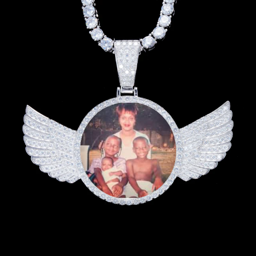 925S & VVS Moissanite 3D Wing Custom Picture Pendant