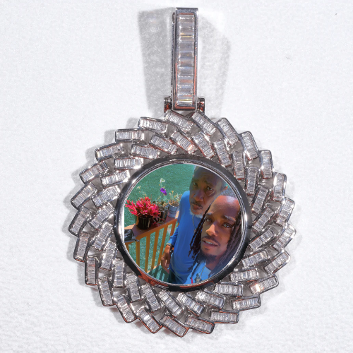 Large 3D Baguette Custom Picture Pendant