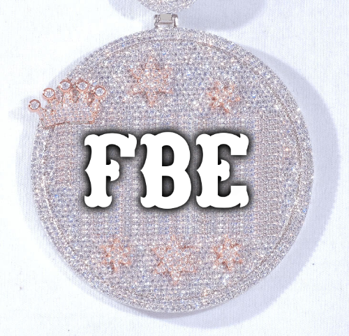 CUSTOM LETTER NECKLACE 3D BIG CROWN DISC