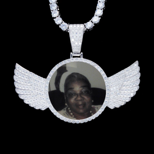 925S & VVS Moissanite 3D Wing Custom Picture Pendant