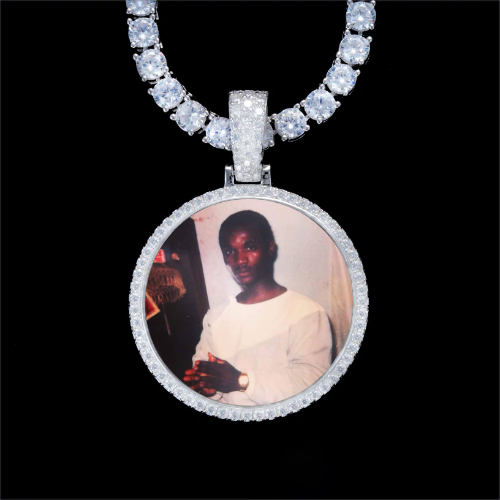 925S & VVS Moissanite 3D Circle Custom Picture Pendant