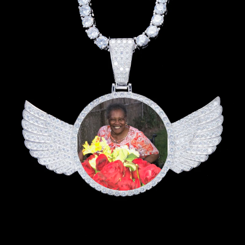 925S & VVS Moissanite 3D Wing Custom Picture Pendant