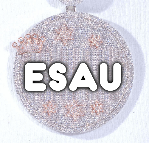 CUSTOM LETTER NECKLACE 3D BIG CROWN DISC