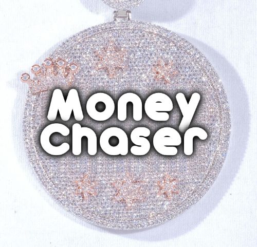CUSTOM LETTER NECKLACE 3D BIG CROWN DISC