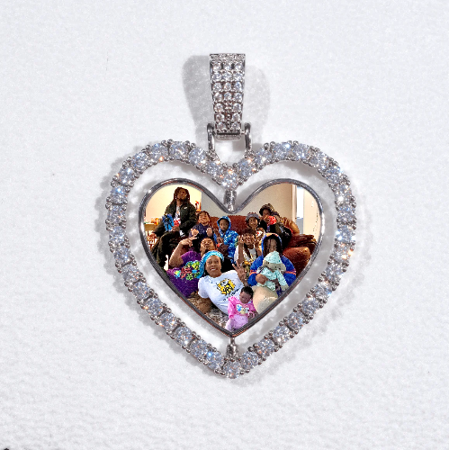 3D Spinning 2-Faced Heart Custom Picture Pendant
