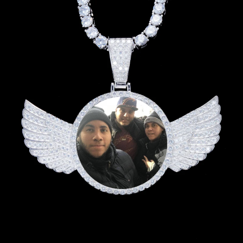 925S & VVS Moissanite 3D Wing Custom Picture Pendant