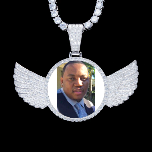 925S & VVS Moissanite 3D Wing Custom Picture Pendant