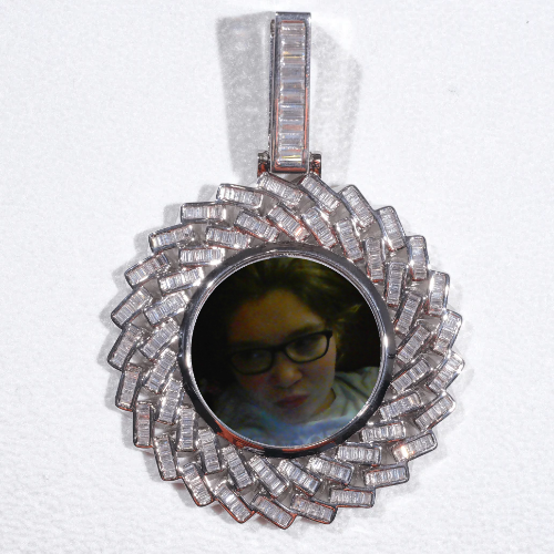Large 3D Baguette Custom Picture Pendant