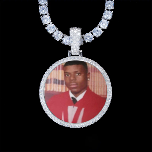 925S & VVS Moissanite 3D Circle Custom Picture Pendant