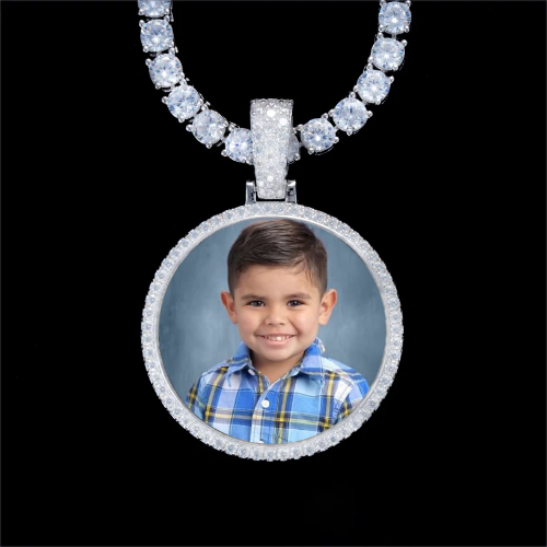 925S & VVS Moissanite 3D Circle Custom Picture Pendant
