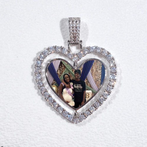 3D Spinning 2-Faced Heart Custom Picture Pendant