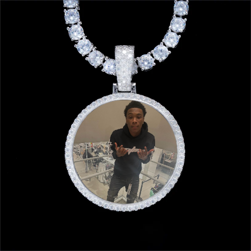 925S & VVS Moissanite 3D Circle Custom Picture Pendant