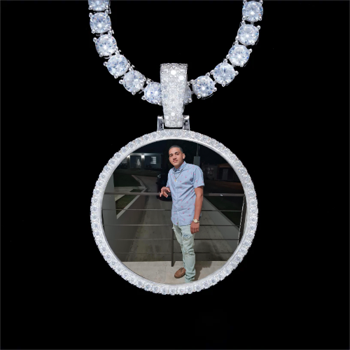 925S & VVS Moissanite 3D Circle Custom Picture Pendant