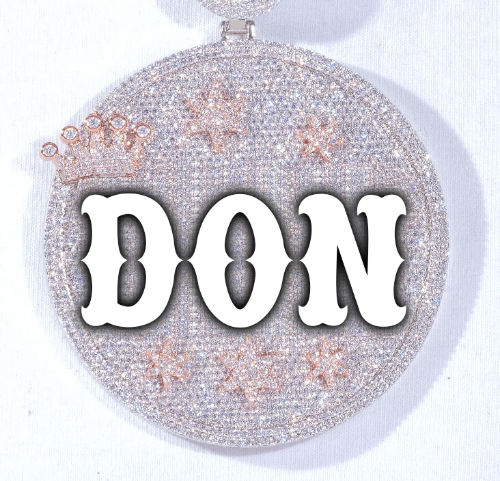 CUSTOM LETTER NECKLACE 3D BIG CROWN DISC