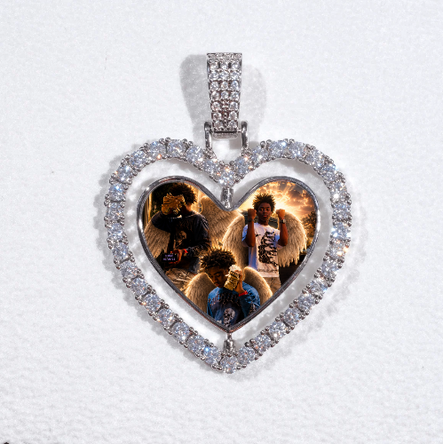3D Spinning 2-Faced Heart Custom Picture Pendant