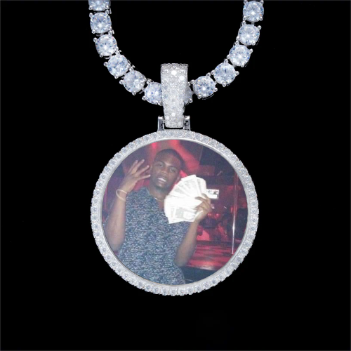 925S & VVS Moissanite 3D Circle Custom Picture Pendant