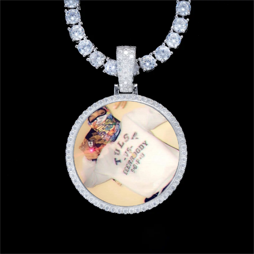 925S & VVS Moissanite 3D Circle Custom Picture Pendant