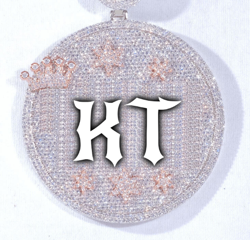 CUSTOM LETTER NECKLACE 3D BIG CROWN DISC