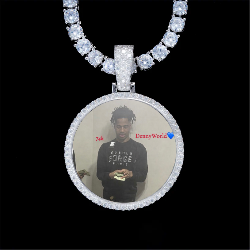 925S & VVS Moissanite 3D Circle Custom Picture Pendant