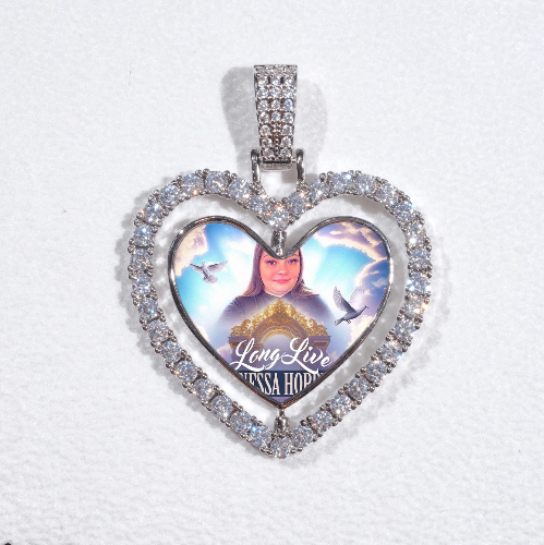 3D Spinning 2-Faced Heart Custom Picture Pendant