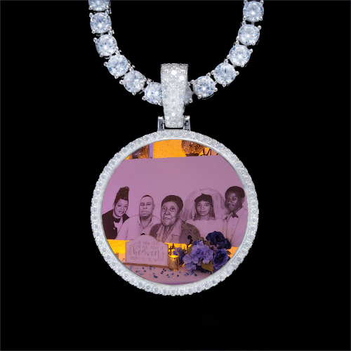 925S & VVS Moissanite 3D Circle Custom Picture Pendant