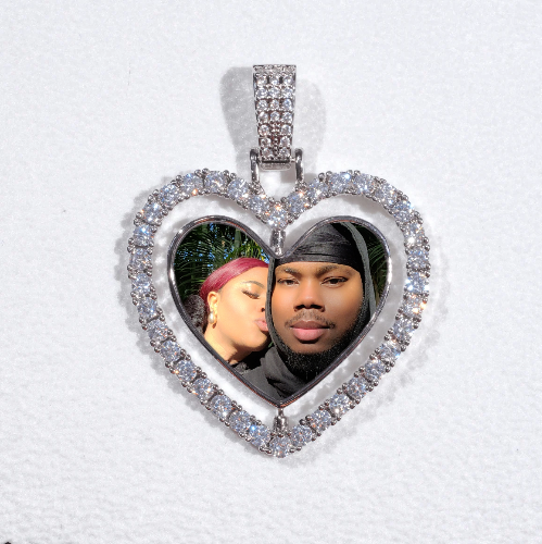 3D Spinning 2-Faced Heart Custom Picture Pendant
