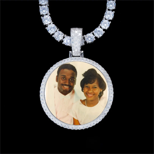 925S & VVS Moissanite 3D Circle Custom Picture Pendant