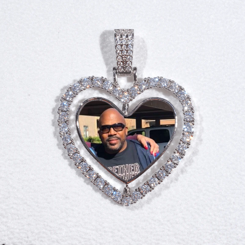 3D Spinning 2-Faced Heart Custom Picture Pendant