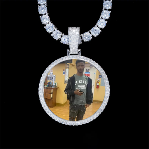 925S & VVS Moissanite 3D Circle Custom Picture Pendant