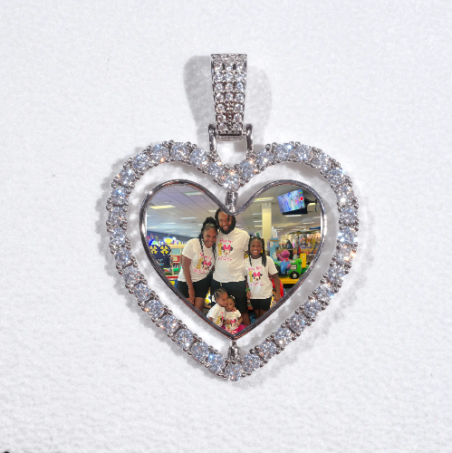 3D Spinning 2-Faced Heart Custom Picture Pendant