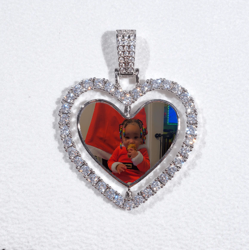 3D Spinning 2-Faced Heart Custom Picture Pendant