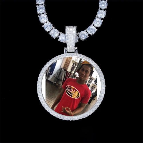 925S & VVS Moissanite 3D Circle Custom Picture Pendant