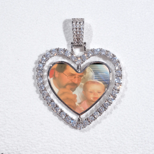 3D Spinning 2-Faced Heart Custom Picture Pendant