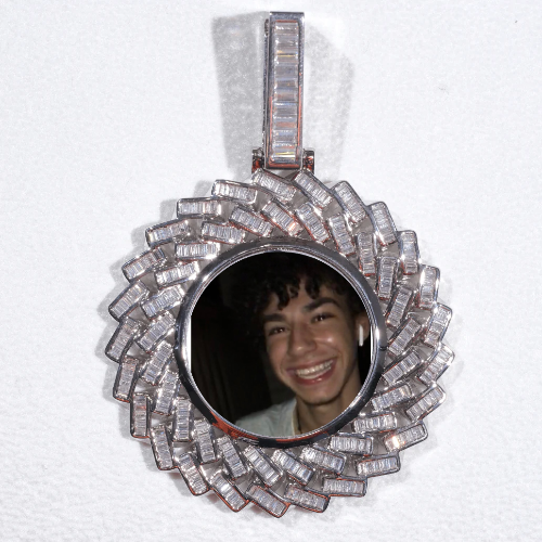 Large 3D Baguette Custom Picture Pendant