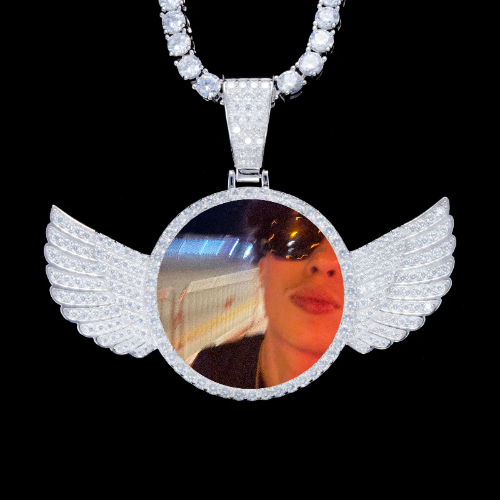 925S & VVS Moissanite 3D Wing Custom Picture Pendant