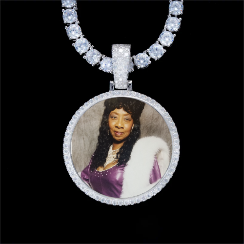 925S & VVS Moissanite 3D Circle Custom Picture Pendant