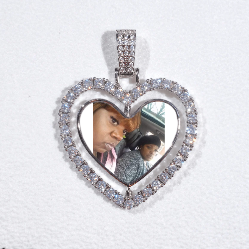3D Spinning 2-Faced Heart Custom Picture Pendant
