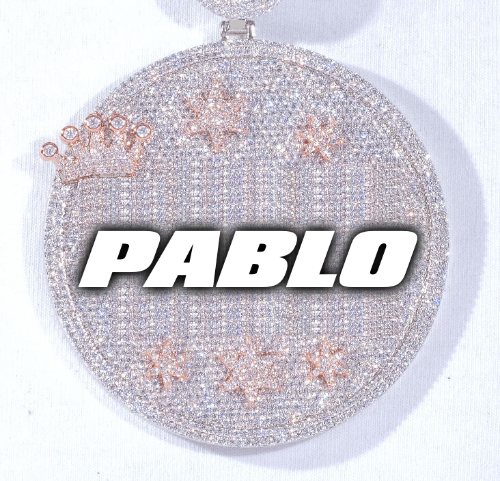 CUSTOM LETTER NECKLACE 3D BIG CROWN DISC
