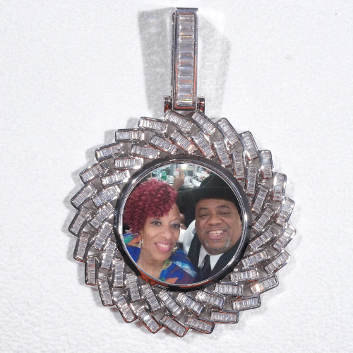 Large 3D Baguette Custom Picture Pendant