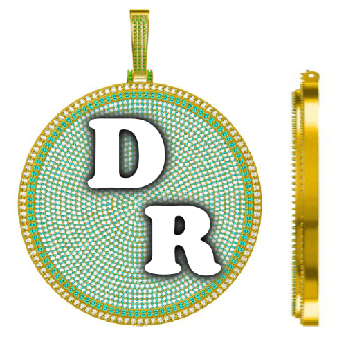 CUSTOM LETTER NECKLACE 3D BIG DISC