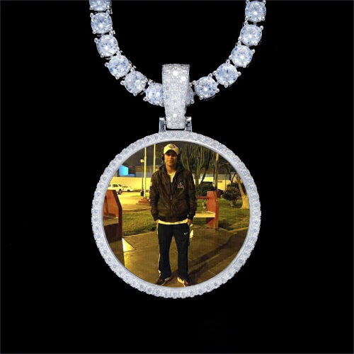 925S & VVS Moissanite 3D Circle Custom Picture Pendant