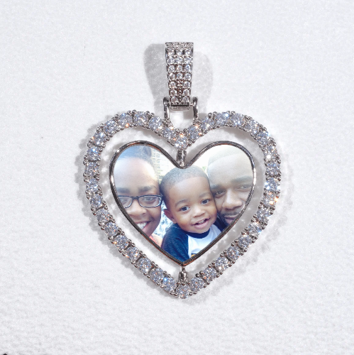3D Spinning 2-Faced Heart Custom Picture Pendant