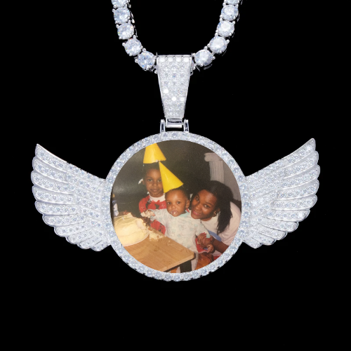 925S & VVS Moissanite 3D Wing Custom Picture Pendant
