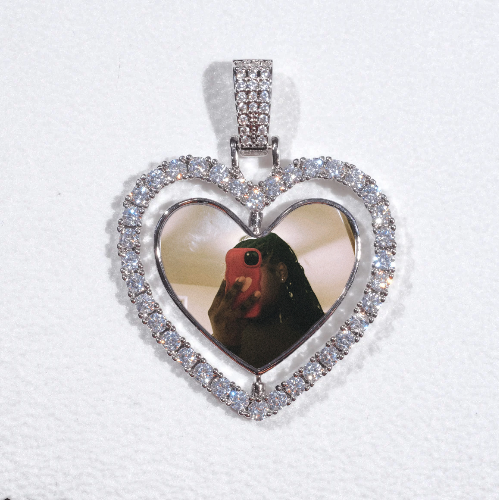 3D Spinning 2-Faced Heart Custom Picture Pendant