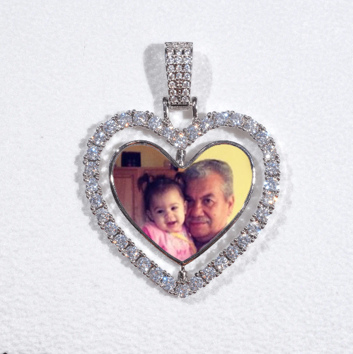 3D Spinning 2-Faced Heart Custom Picture Pendant