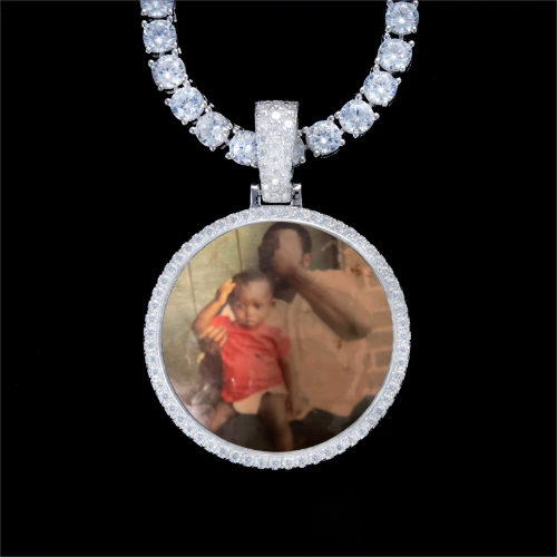 925S & VVS Moissanite 3D Circle Custom Picture Pendant