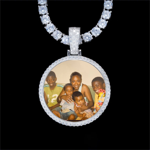 925S & VVS Moissanite 3D Circle Custom Picture Pendant