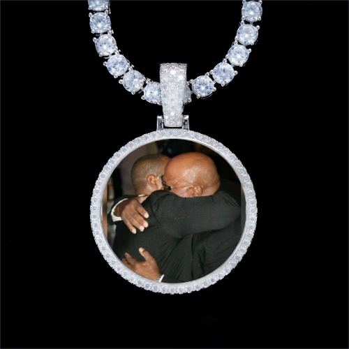 925S & VVS Moissanite 3D Circle Custom Picture Pendant