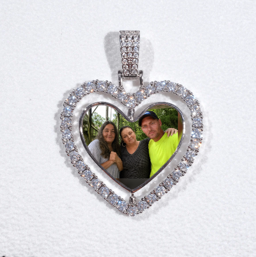 3D Spinning 2-Faced Heart Custom Picture Pendant